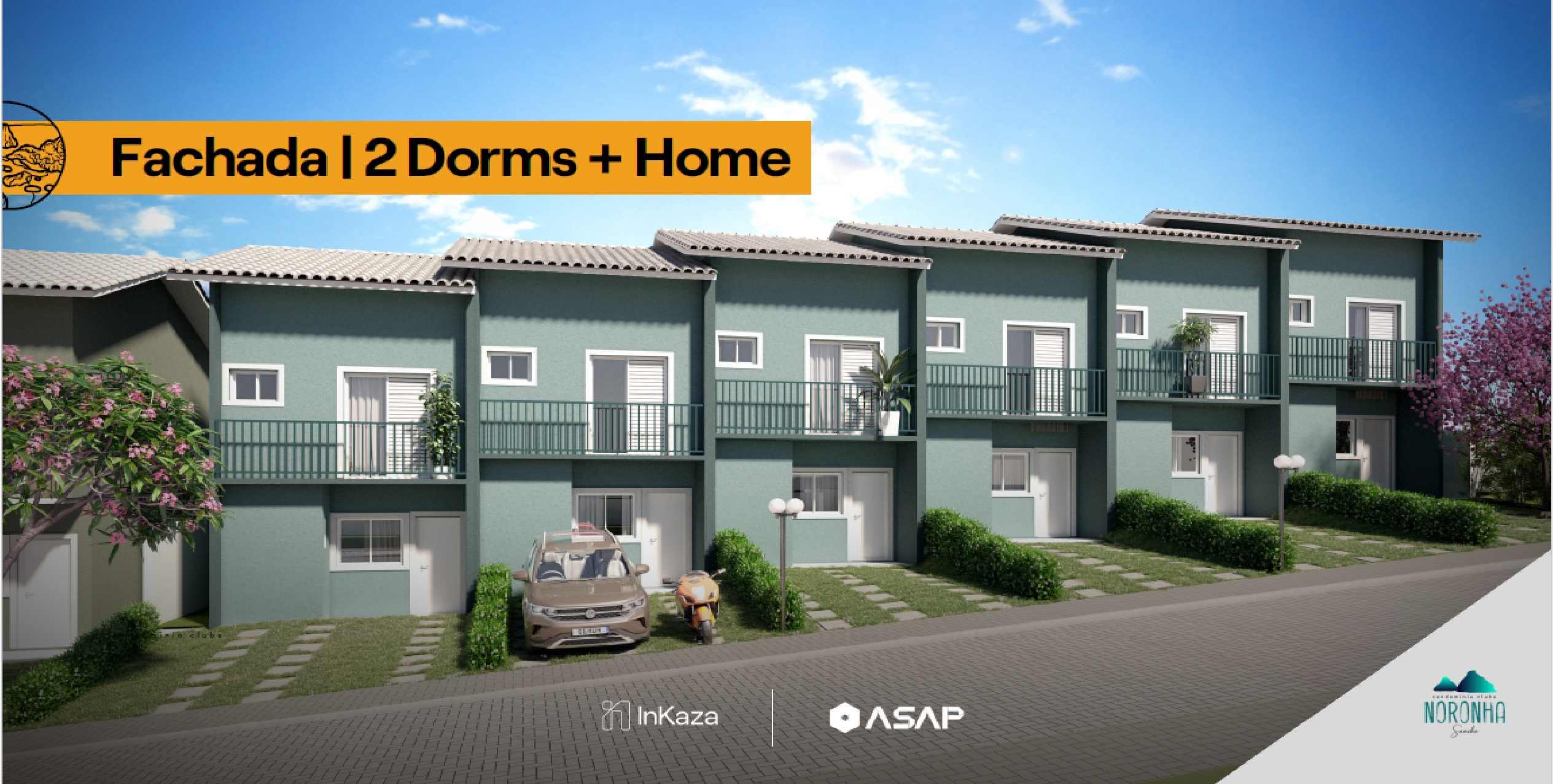 fachada-2-dormitorios-condominio-clube-noronha-casas-a-venda-cotia-sp-home-office Fachada das casas com home do Condomínio Clube Noronha - Casas a venda em Cotia com 2 dormitórios