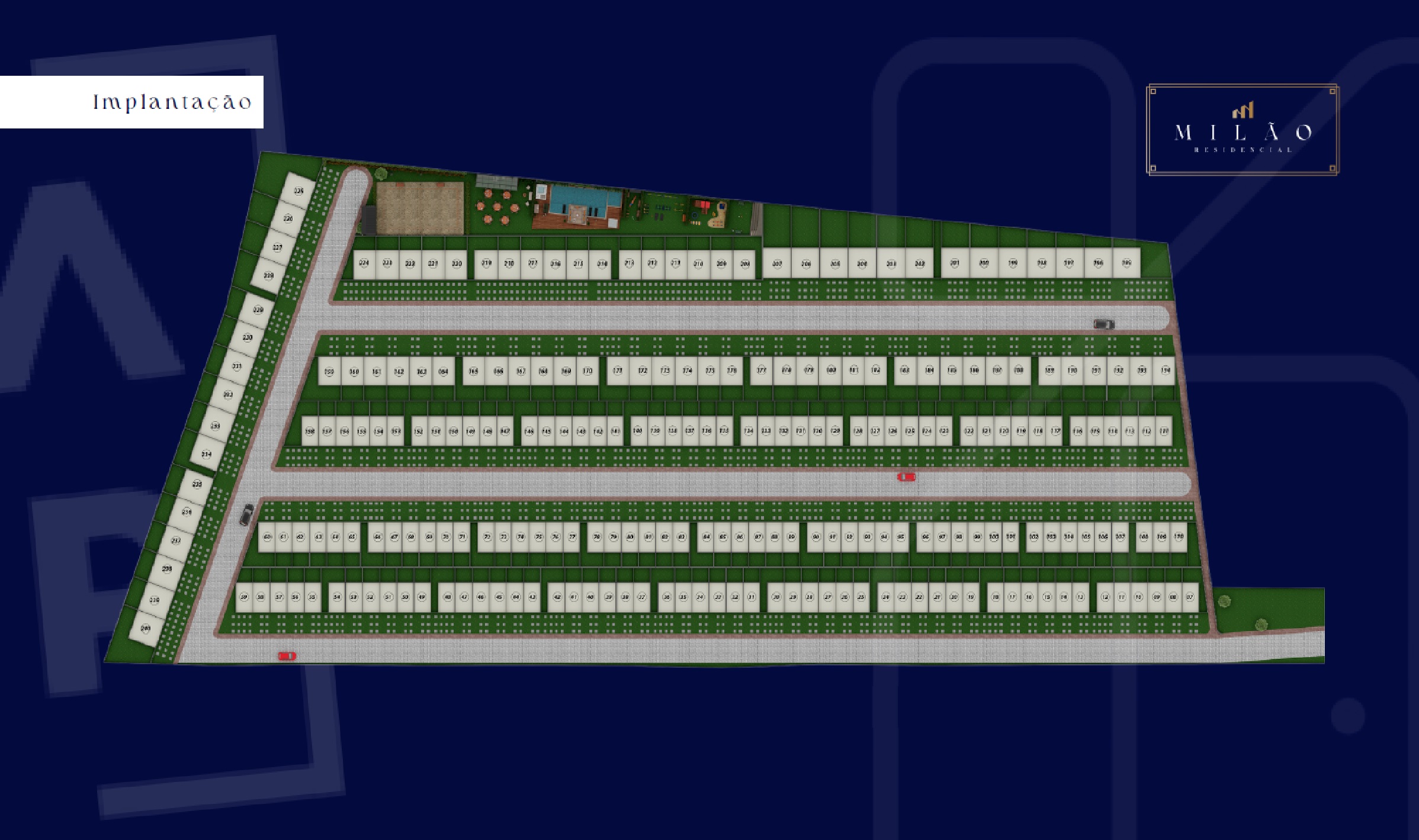 Implantação do Residencial Milão casas a venda com 2 e 3 dormitórios na Granja Vianna SP