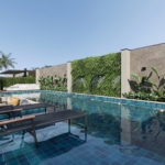 Piscina do Residencial Milão casas a venda com 2 e 3 dormitórios na Granja Vianna SP