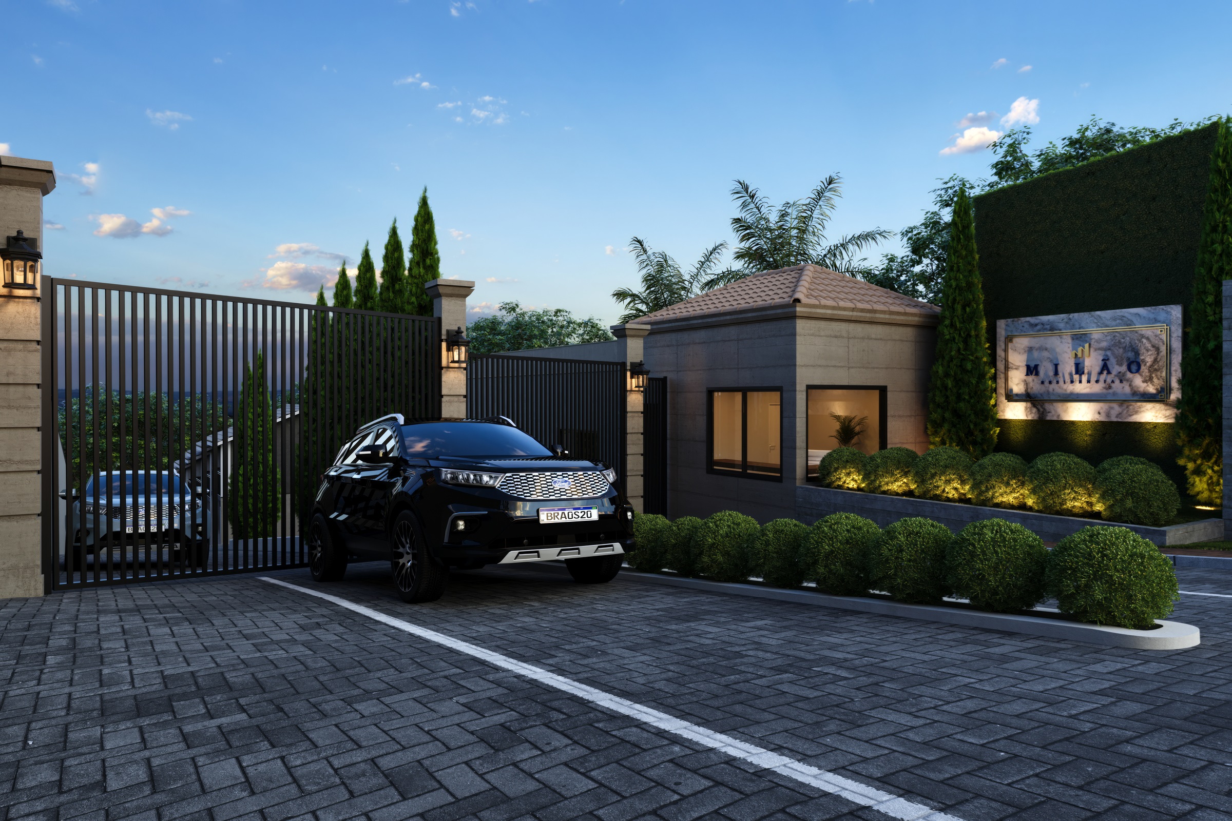 Portaria do Residencial Milão casas a venda com 2 e 3 dormitórios na Granja Vianna SP