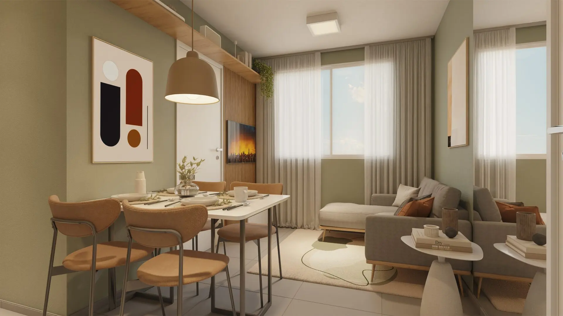 Perspectiva-Living-Conquista-Clube-Butanta.jpg Perspectiva do living do Conquista Clube Butantã - Apartamentos a venda com 1 e 2 quartos
