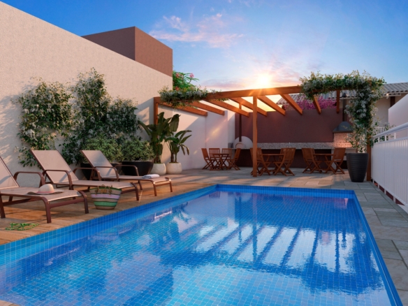 Piscina do Residencial Villagio Fênix - Casas a venda no bairro do Tijuco Preto em Cotia SP