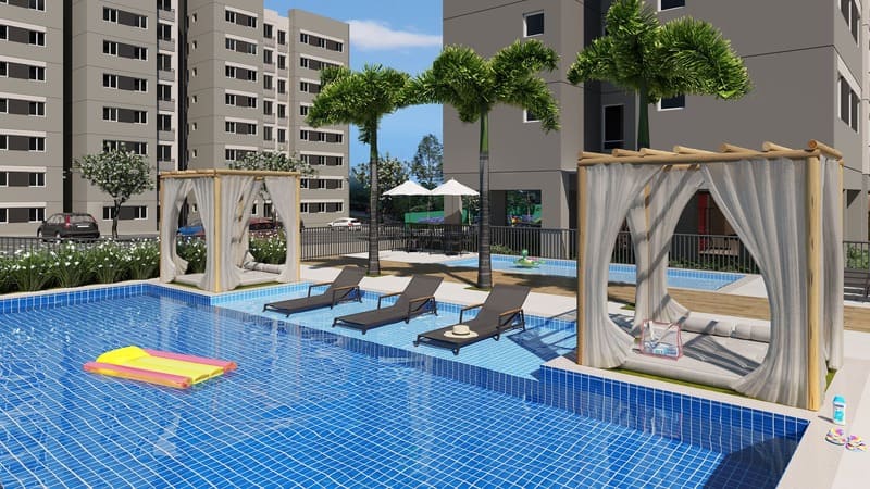 Piscina do Condomínio -Seletto VGP-Apartamentos a venda 2 e 3 dormitórios - Vargem Grande Paulista