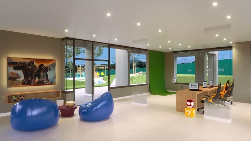 Sala gamer do Condomínio -Seletto VGP-Apartamentos a venda 2 e 3 dormitórios - Vargem Grande Paulista