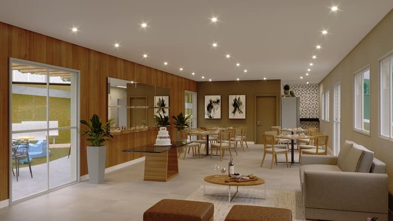 Salão de festas do Condomínio -Seletto VGP-Apartamentos a venda 2 e 3 dormitórios - Vargem Grande Paulista